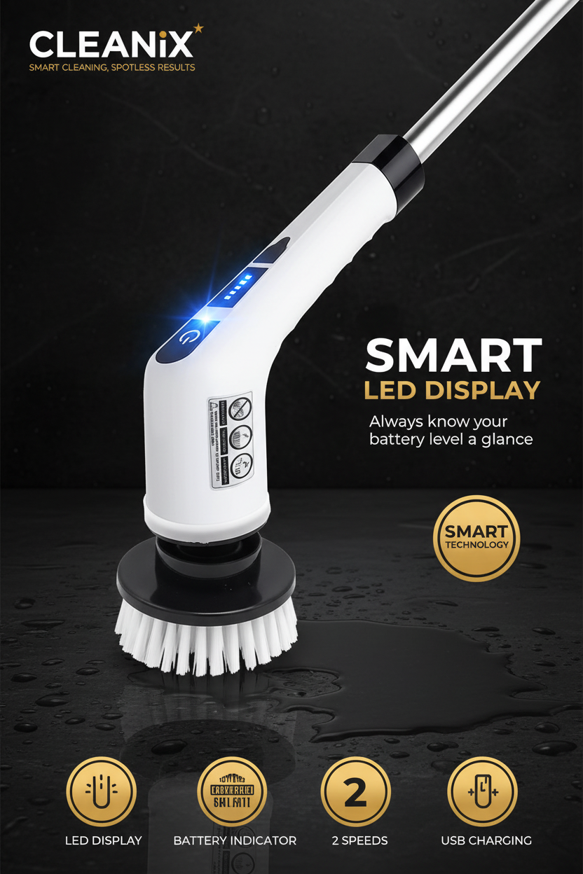 Cleanix Electric Scrub Brush - Smart LED Display